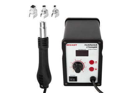 Паяльная станция (термофен), модель R858D, термовоздушная, цифровая, 100-500°C, LED дисплей REXANT