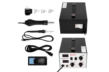 Паяльная станция (паяльник + фен), модель R852AD+, 100-500°C, LED дисплей REXANT