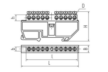 Шина N "ноль" на DIN-изол ШНИ-6х9-6 (син) (КВТ)